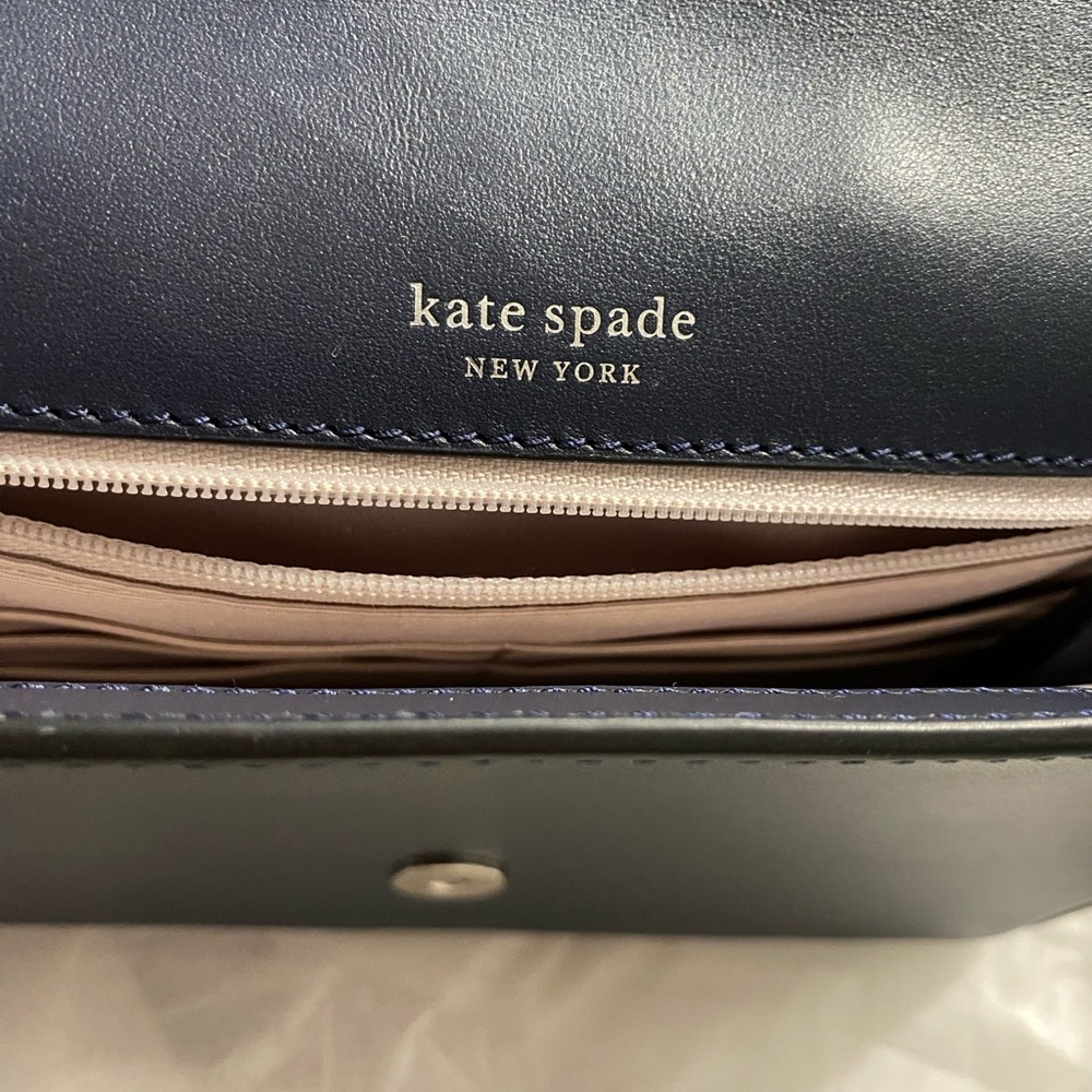 Kate Spade Amelia Jeweled Blue Denim Crossbody Bag with Chain Strap. NWOT - Picture 4 of 9